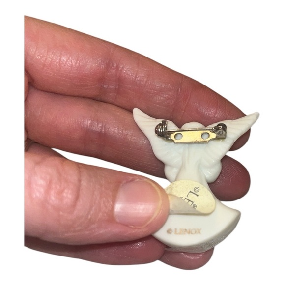 Lenox Angel Brooch Pin Gold Star Porcelain Jewelry Vintage Christmas Chr… - Picture 3 of 5